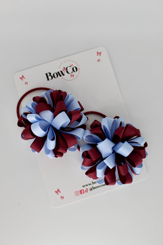 Pom Pom Set - Burgundy and Bluebell