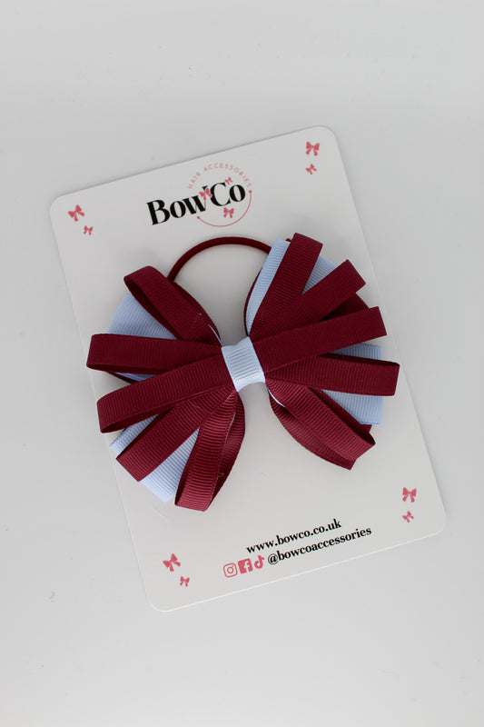 Spiral Bow - Elastic - Burgundy and Bluebell