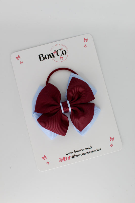 Layer Edge Bow - Elastic - Burgundy and Bluebell