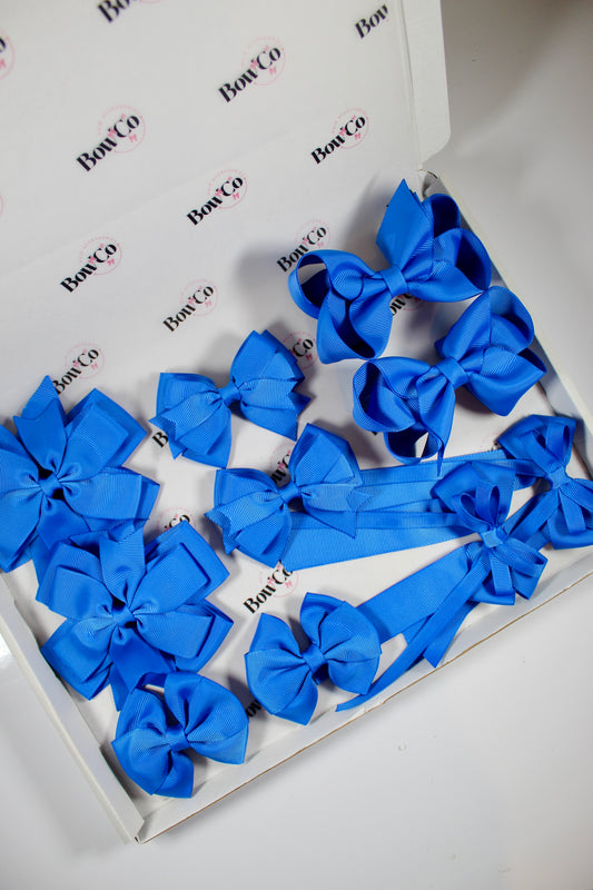 School Bundle 10 Bows - 5 Matching Pairs - Royal Blue