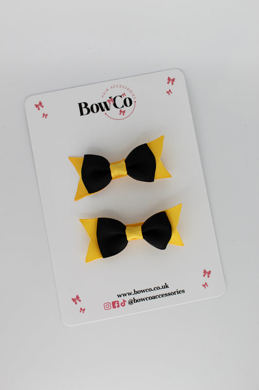 Layer Tail Bow - Black and Yellow Gold