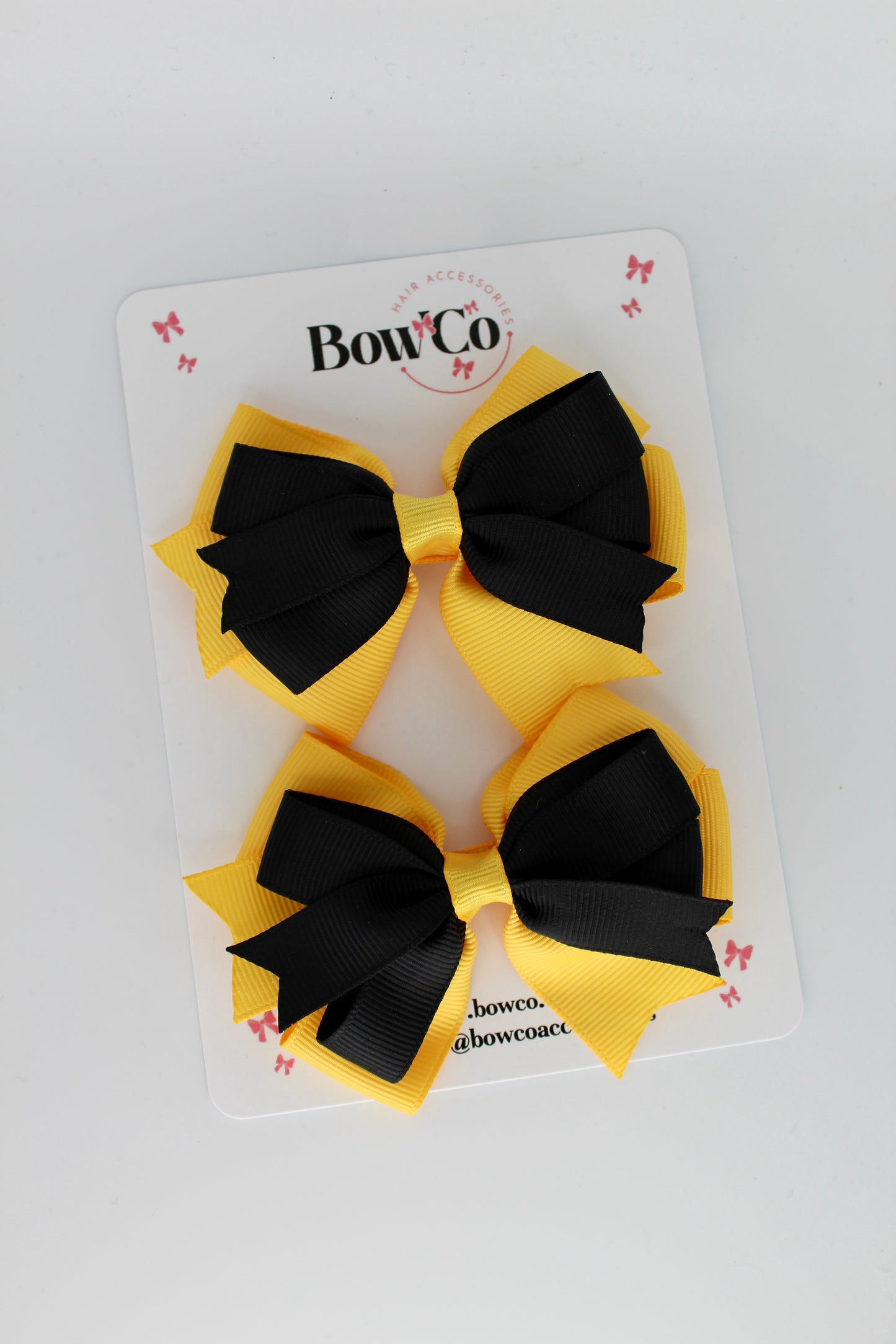 Double Tail Bow Set - Black and Yellow Gold