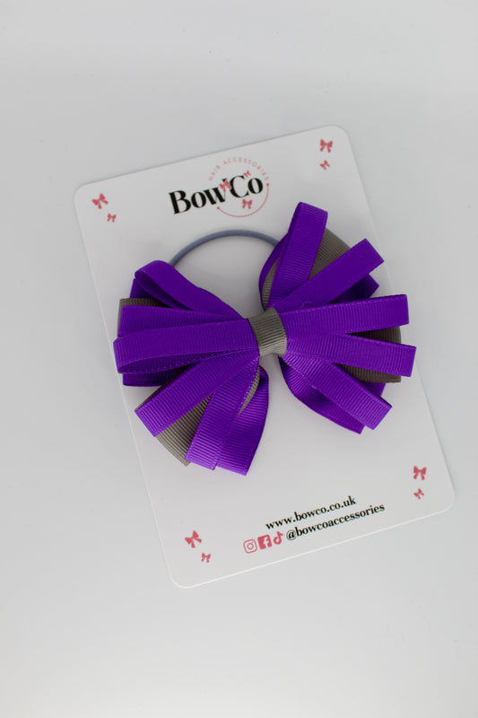 Spiral Bow - Purple and Metal Grey