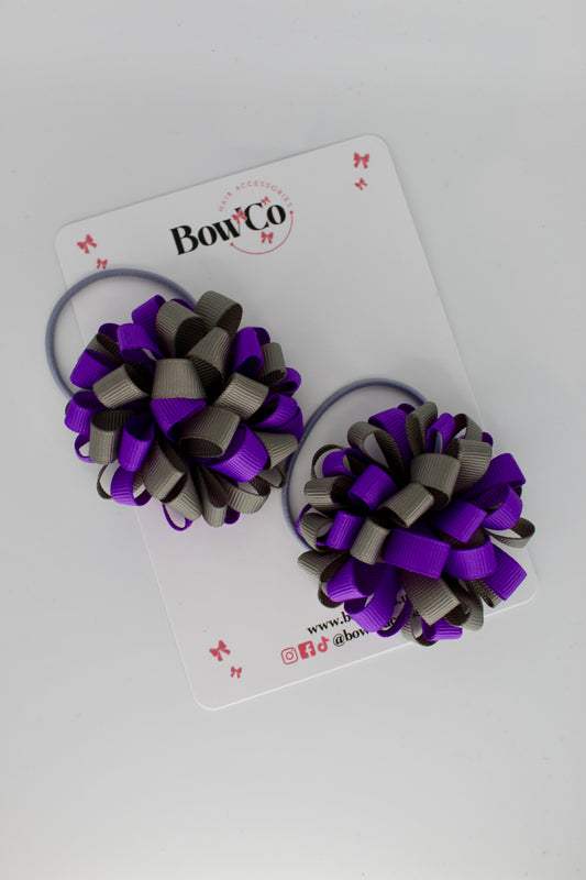 Pom Pom Set - Purple and Metal Grey