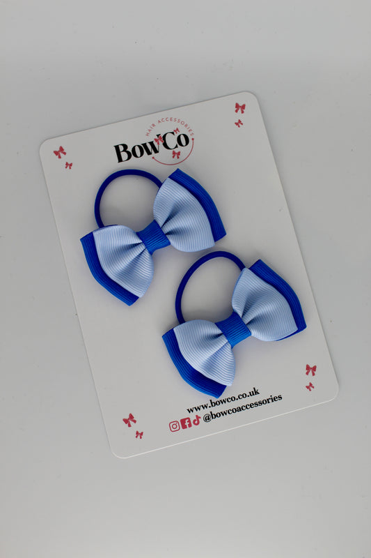 Double Lapel Bow - Elastic - Royal Blue and Bluebell