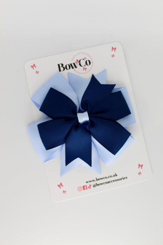 Pinwheel Bow Clip - Navy Blue and Bluebell