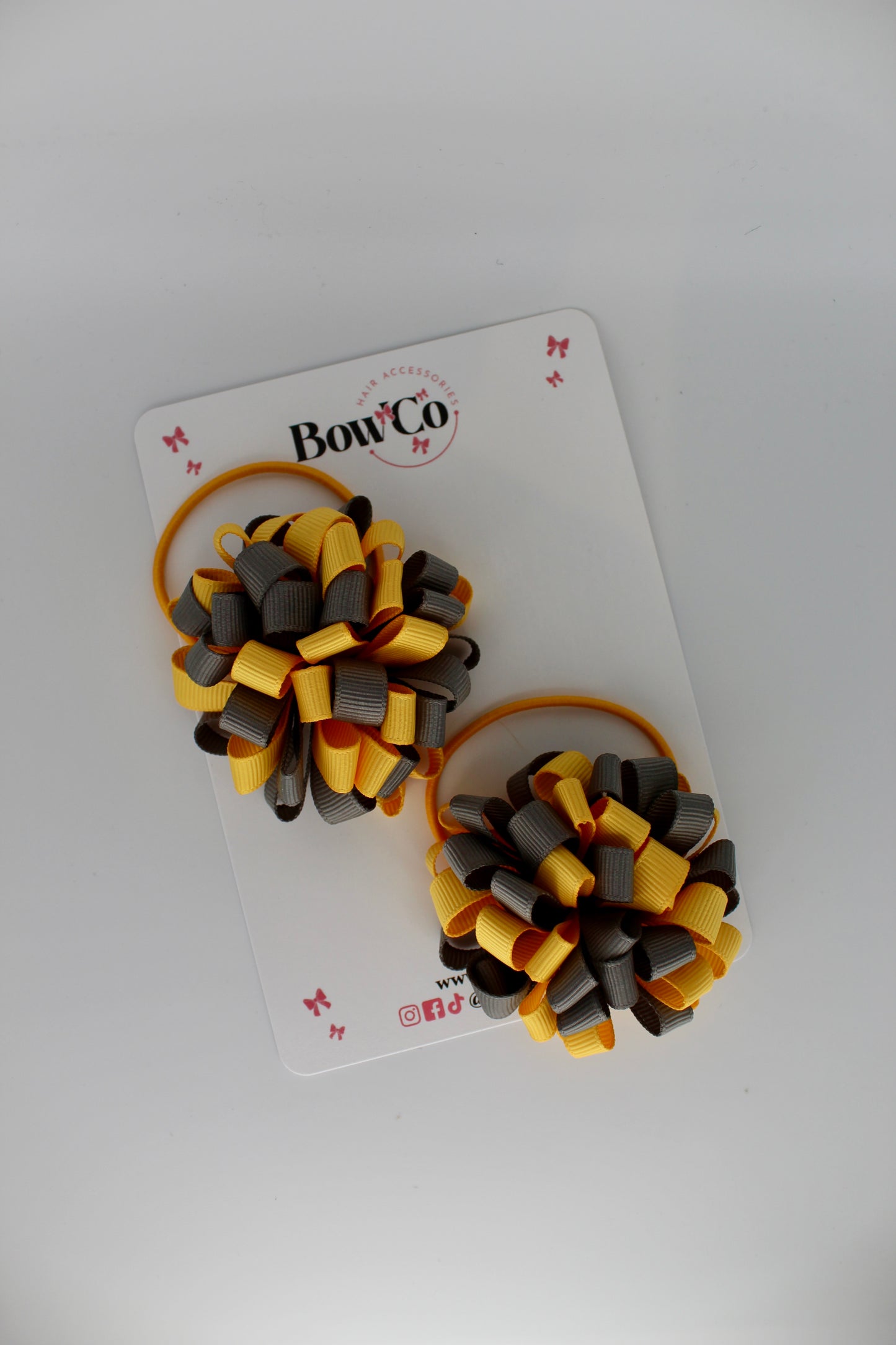 Pom Pom Elastic Set - Metal Grey and Yellow Gold