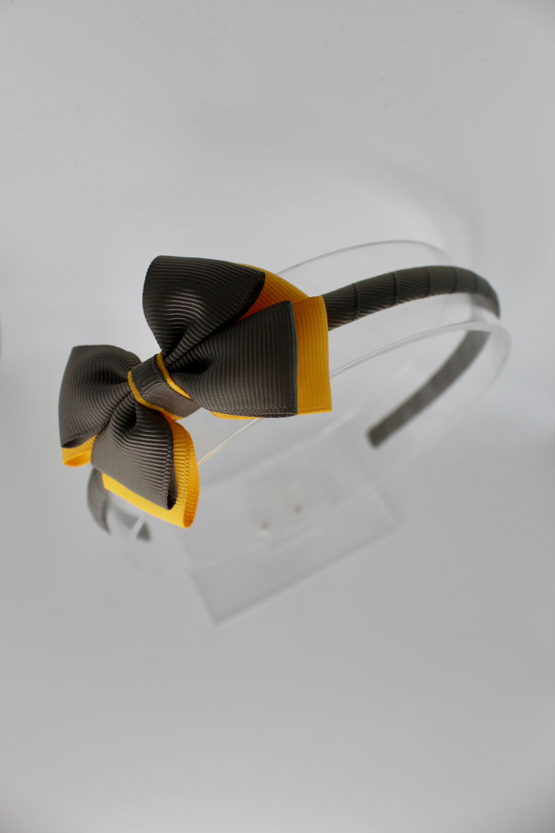 Bow Hairband - Metal Grey and Yellow Gold