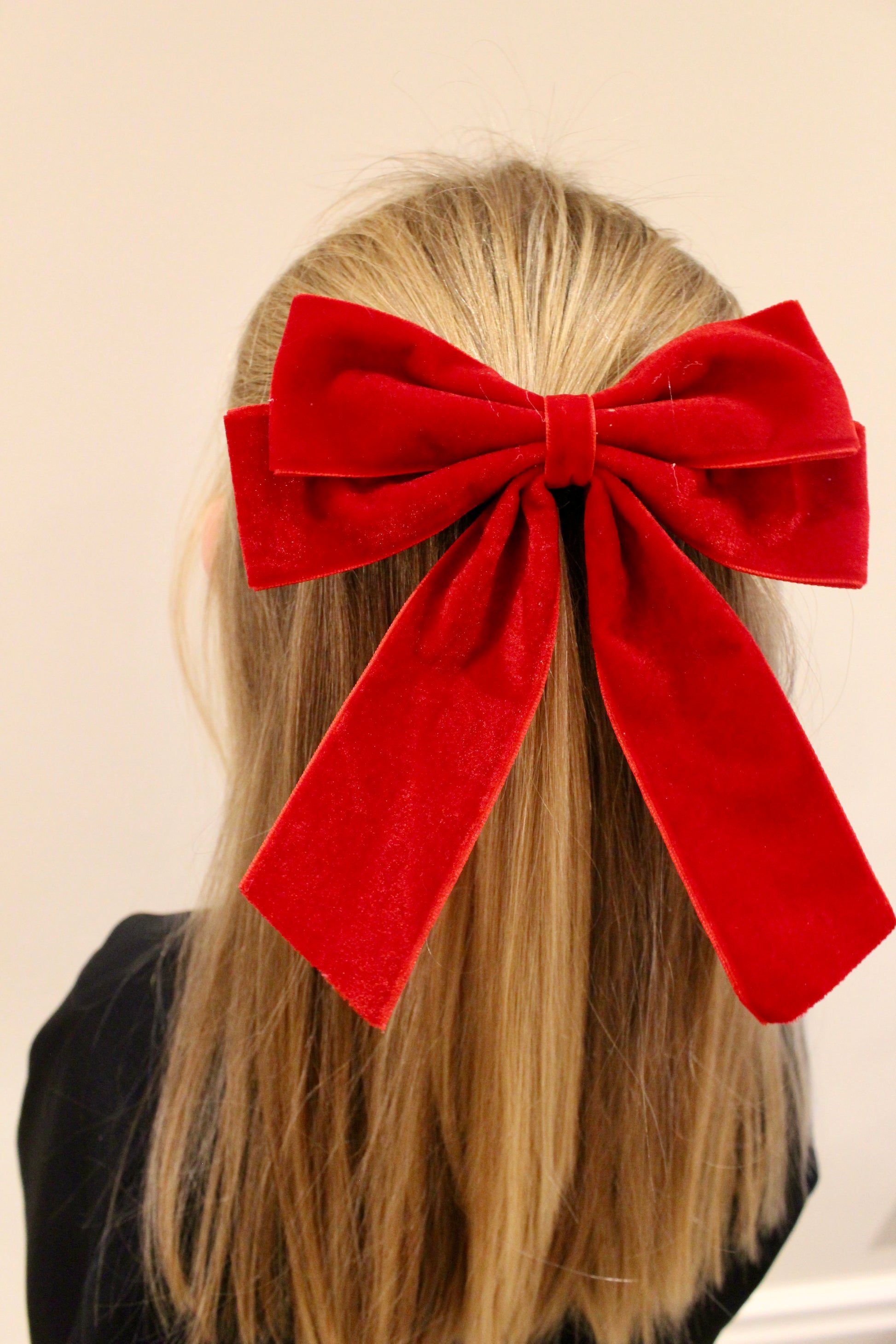 Double Velvet Bow Red 6 Inch