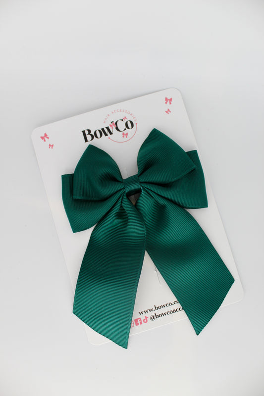 Double Layer Tail Bow - Spruce Green