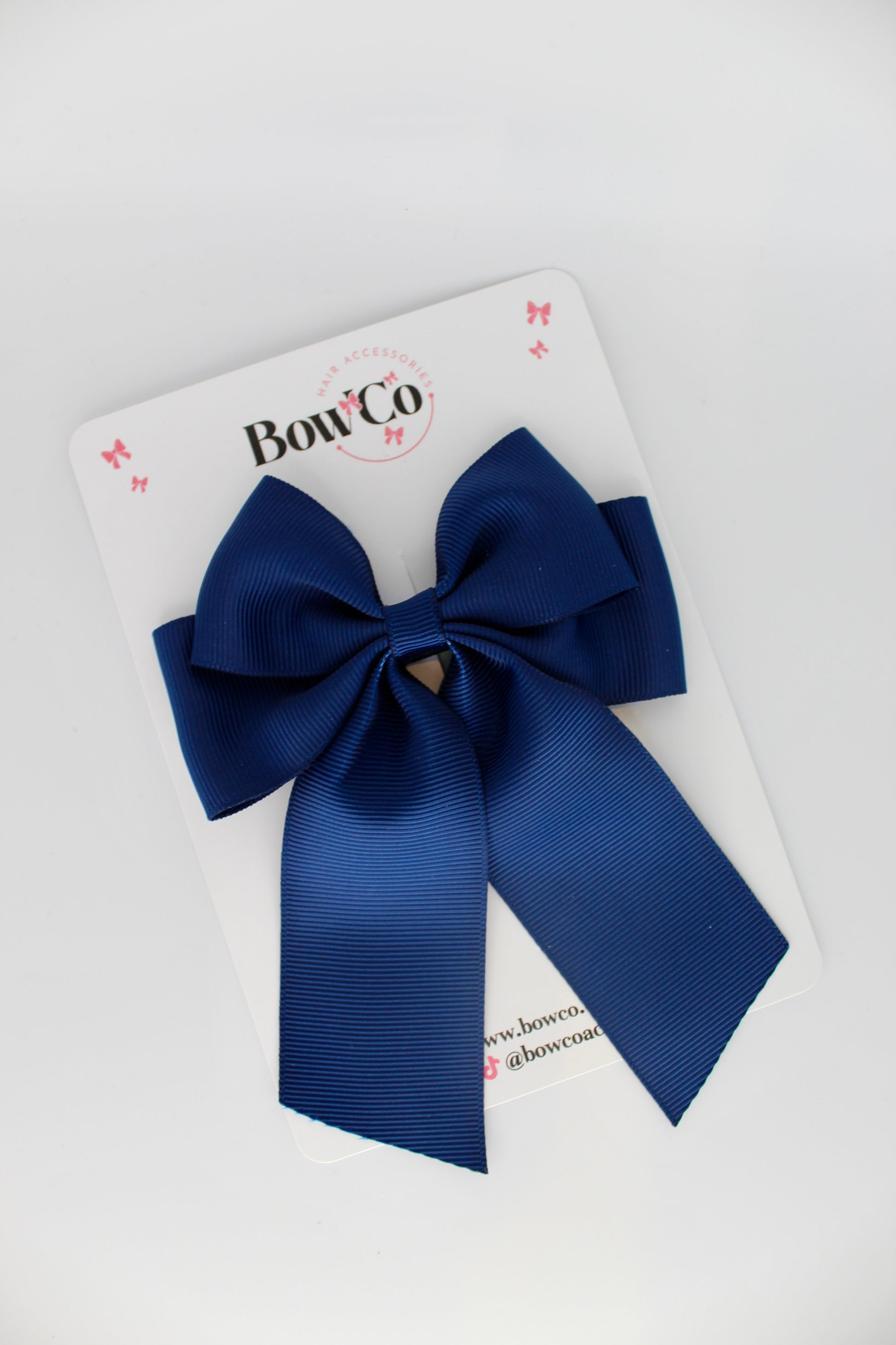 Double Layer Tail Bow - Navy Blue