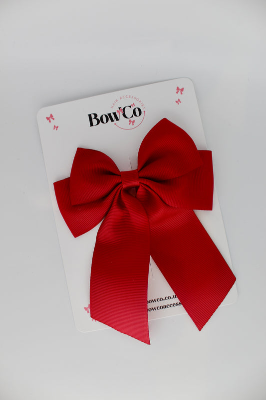 Double Layer Tail Bow - Scarlet