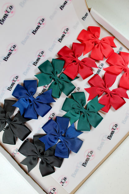 Winter Hair Bow Set - Pinwheel Bows