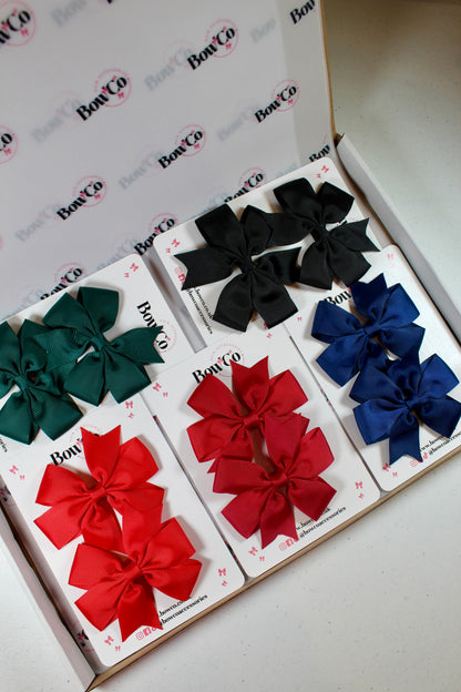 Winter Hair Bow Set - Pinwheel Bows