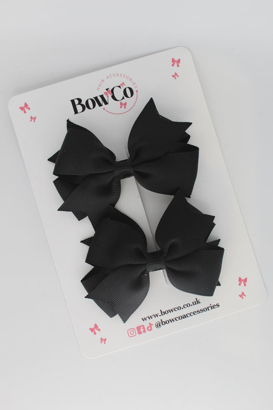 Black - Layer Tail Bow Set - Clip