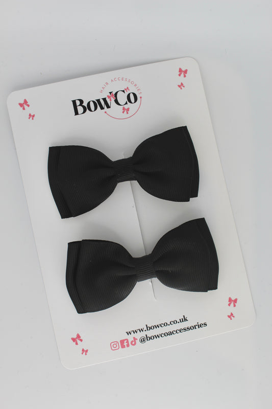 Black - Double Lapel Bow Set - Clip