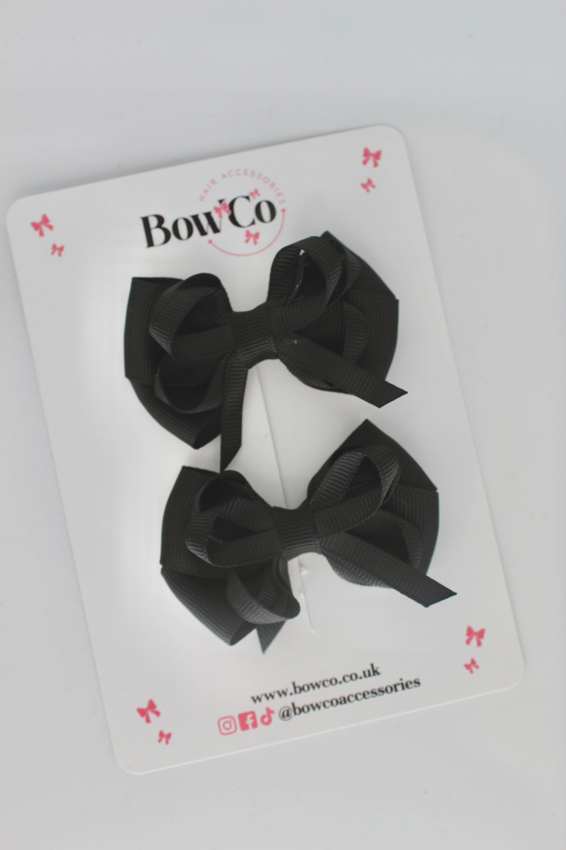 Black Double Bow Set - 2 Pack - Clip