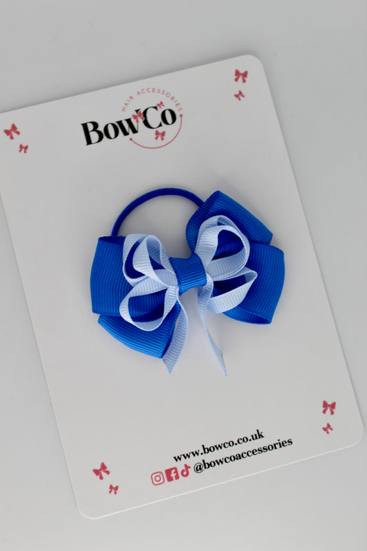 Royal Blue and Bluebell - Double Bow - Elastic