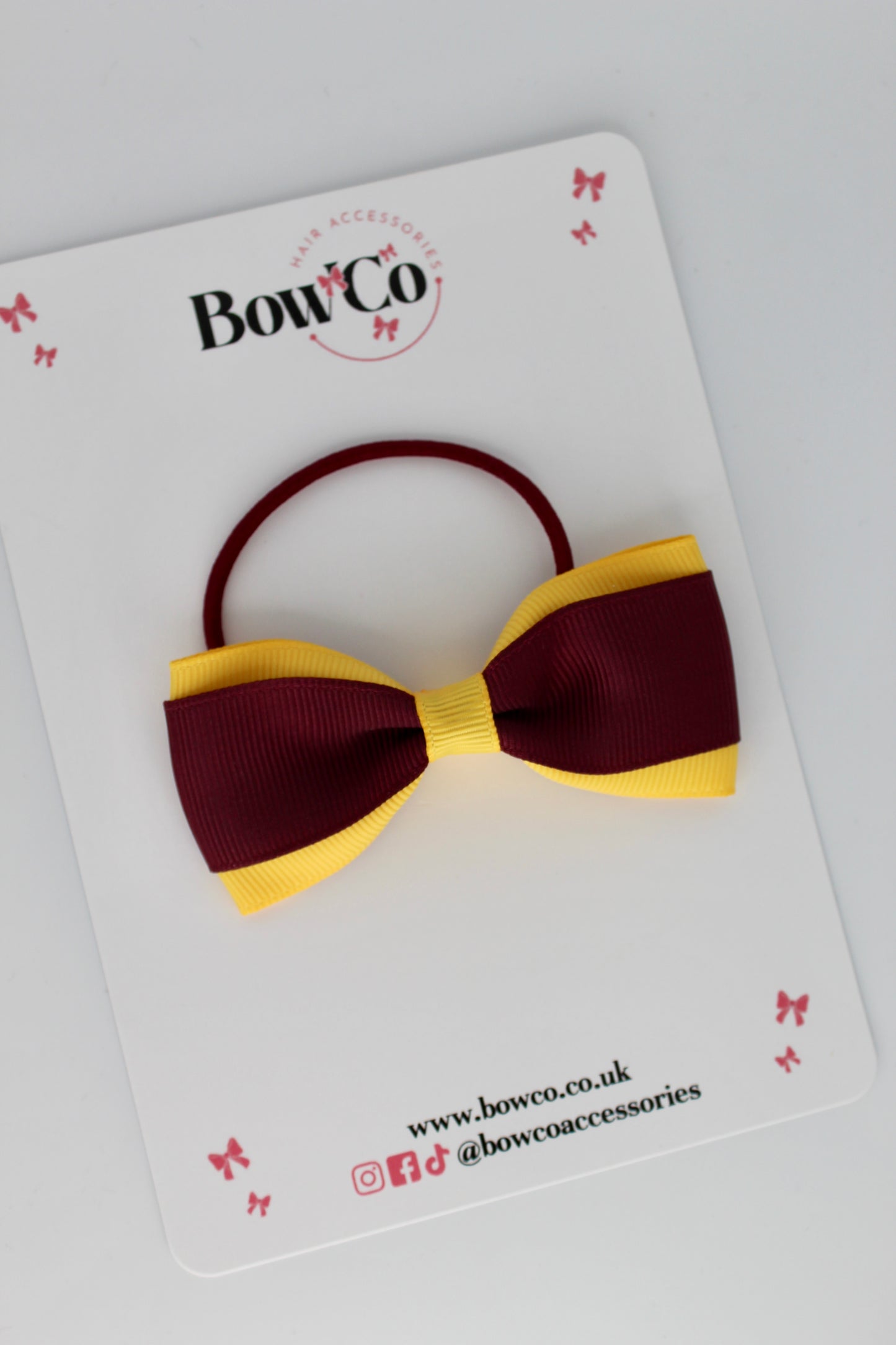 Burgundy and Yellow Gold - Tuxedo Bow - Elastic