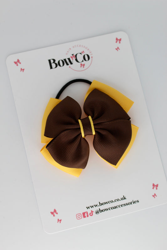 Brown and Yellow Gold - Layer Edge Bow - Elastic