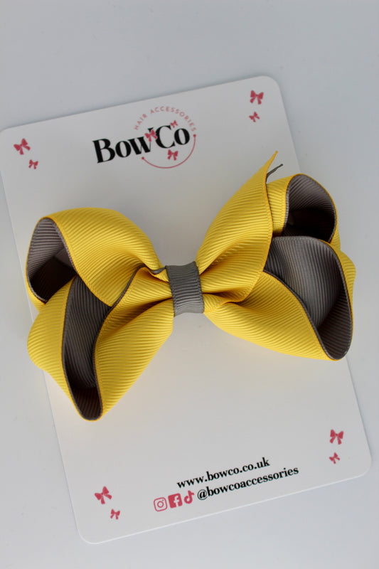 Loop Bow - Clip - Grey and Yellow Gold