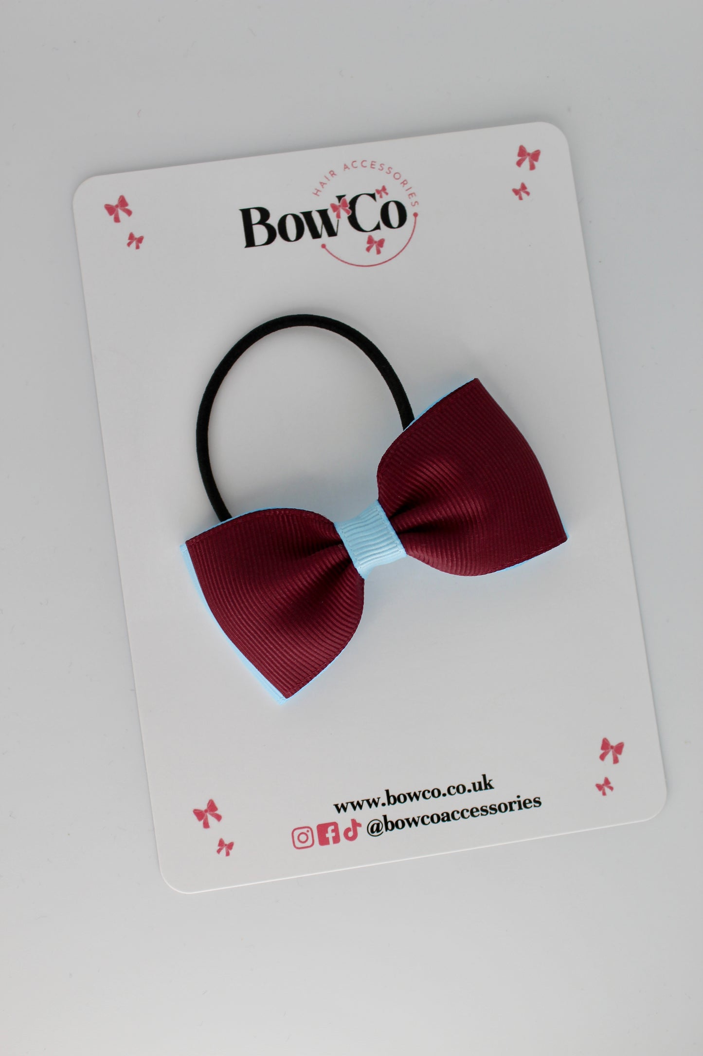 Burgundy and Blue Topaz - Double Lapel Bow - Elastic