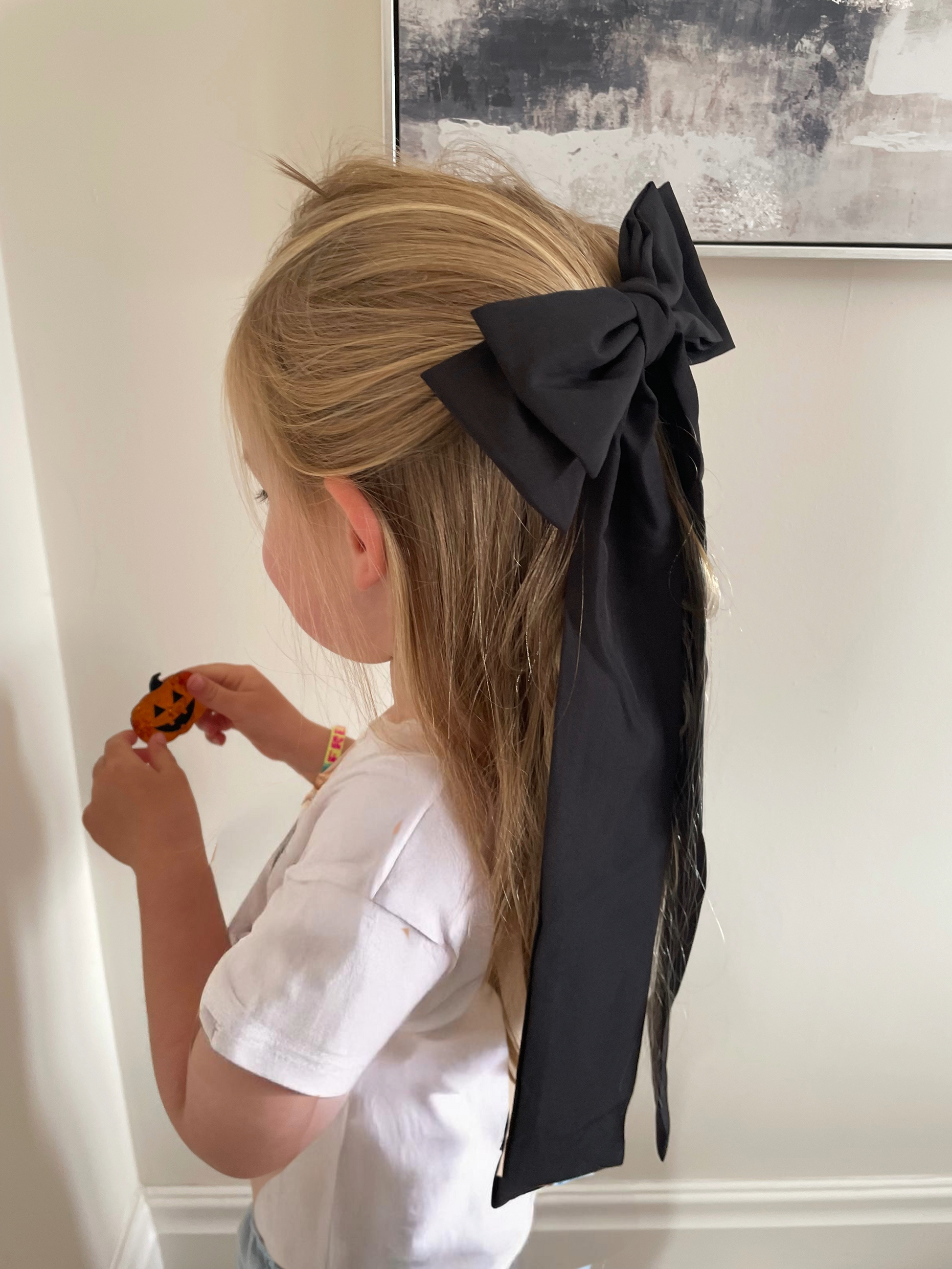 Large Ponytail Tail Bow - Black