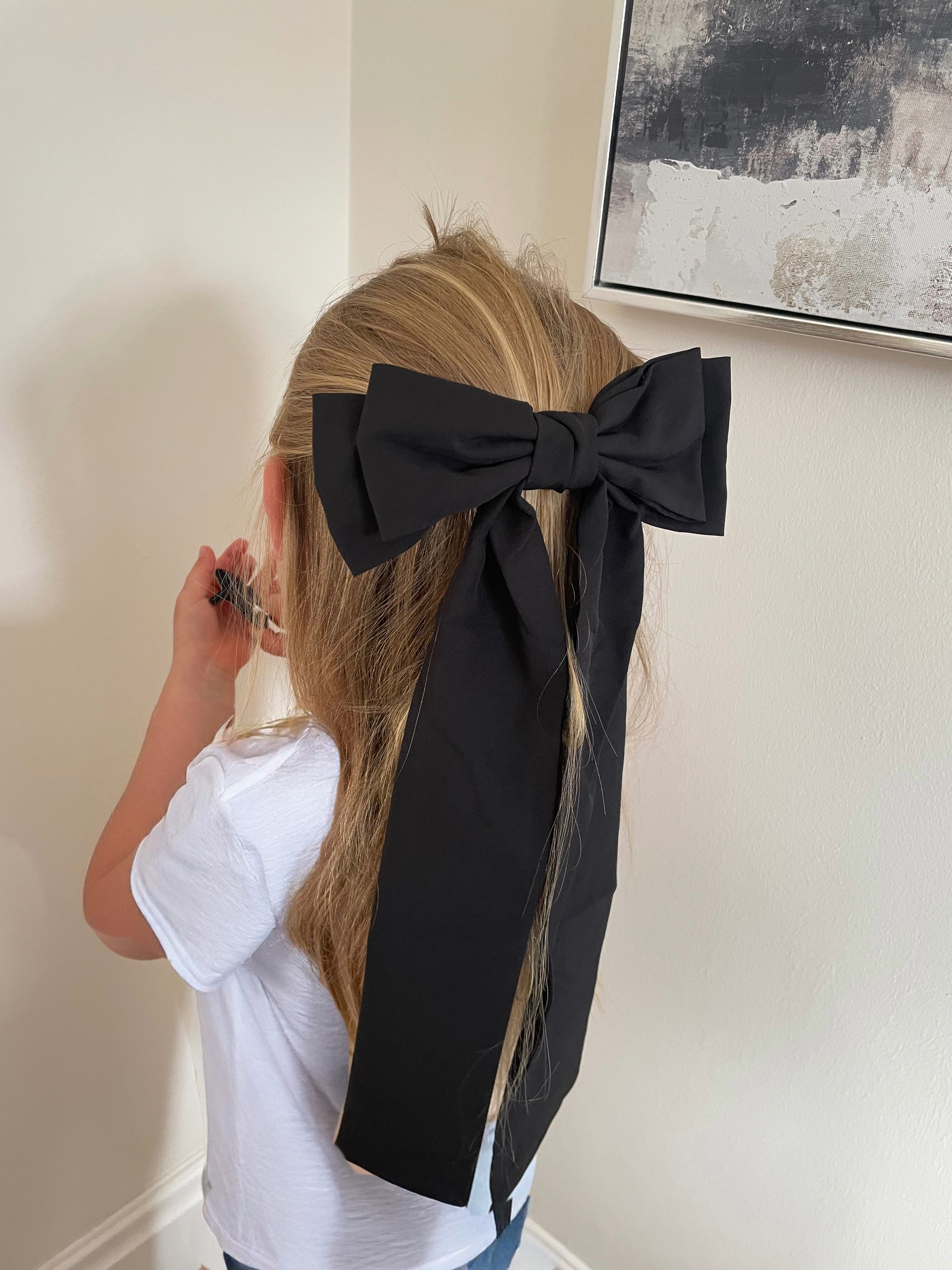 Large Ponytail Tail Bow - Black