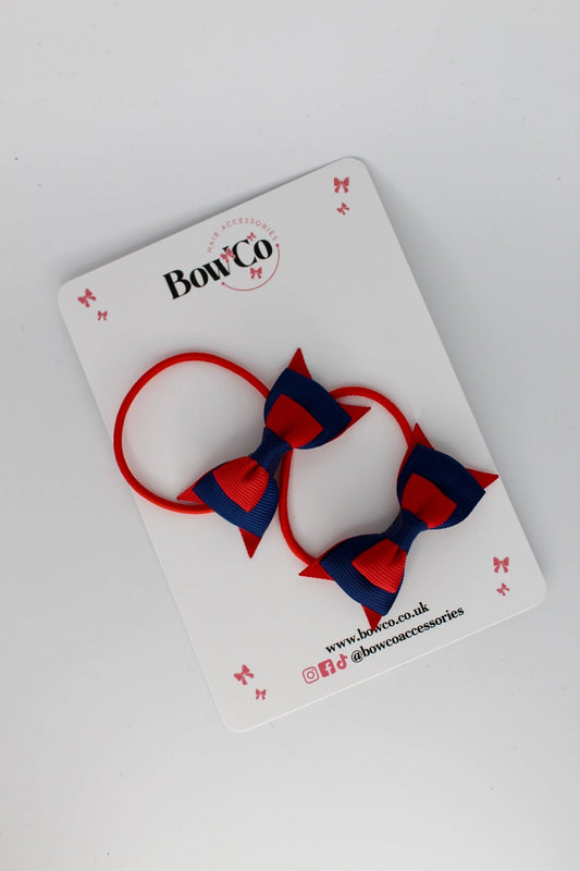 2.5 Inch Butterfly Bow - Elastic - 2 Pack - Red and Navy