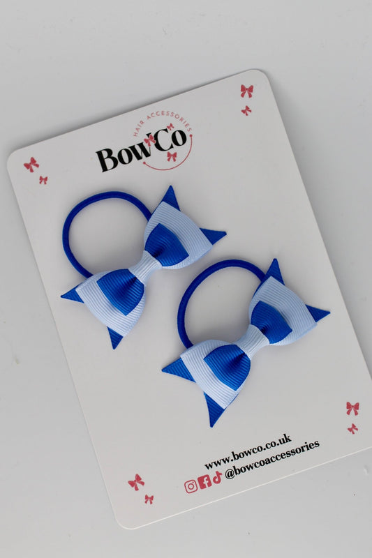 2.5 Inch Butterfly Bow - Elastic - 2 Pack - Royal Blue and Bluebell