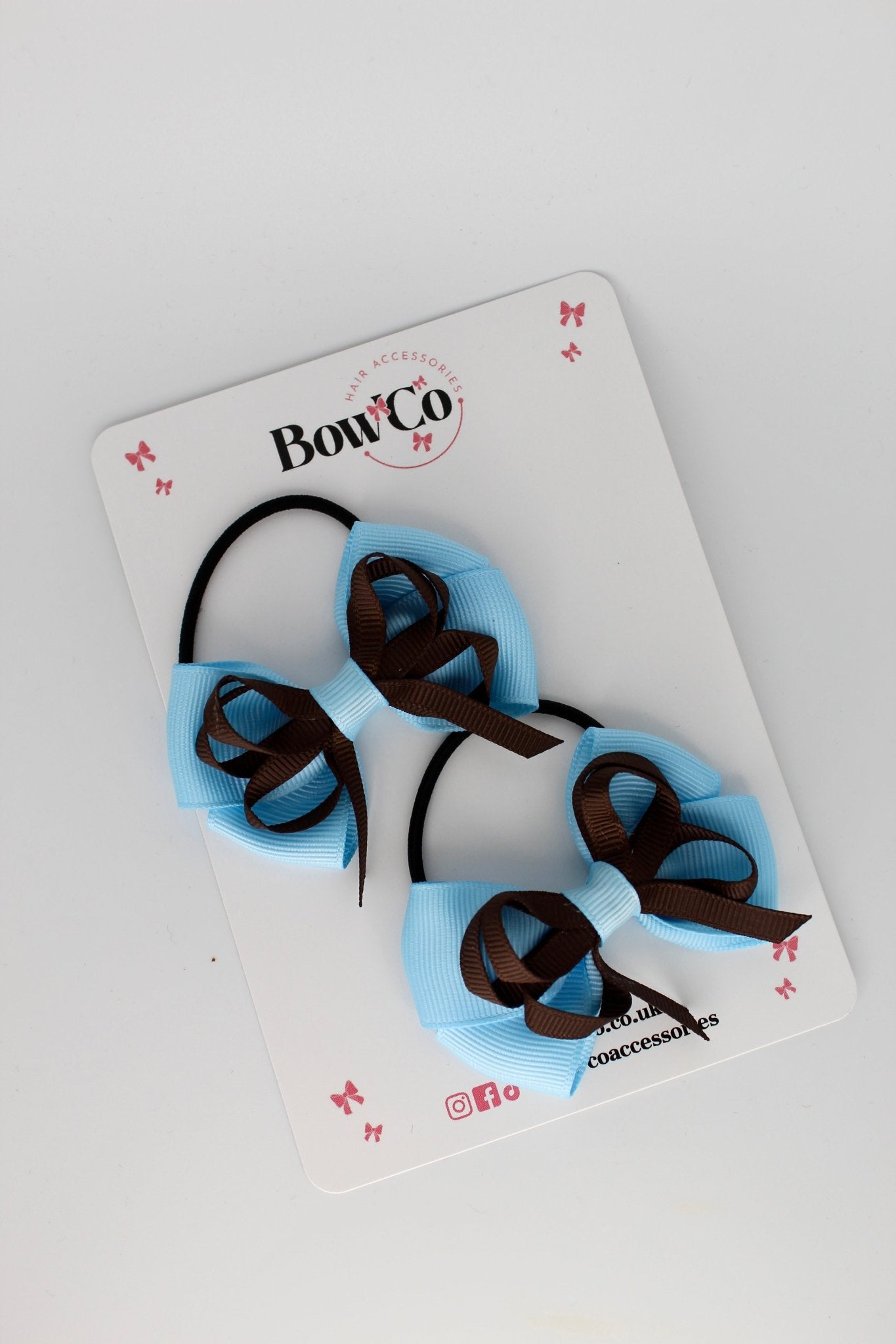 Double Bow Set - Elastic - Blue Topaz and Brown