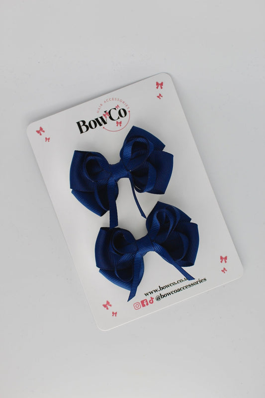 Navy Blue - Double Bow Set - Clip