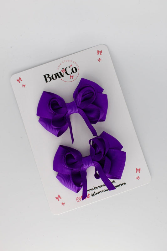 2.5 Inch Double Bow Bobble - 2 Pack - Purple