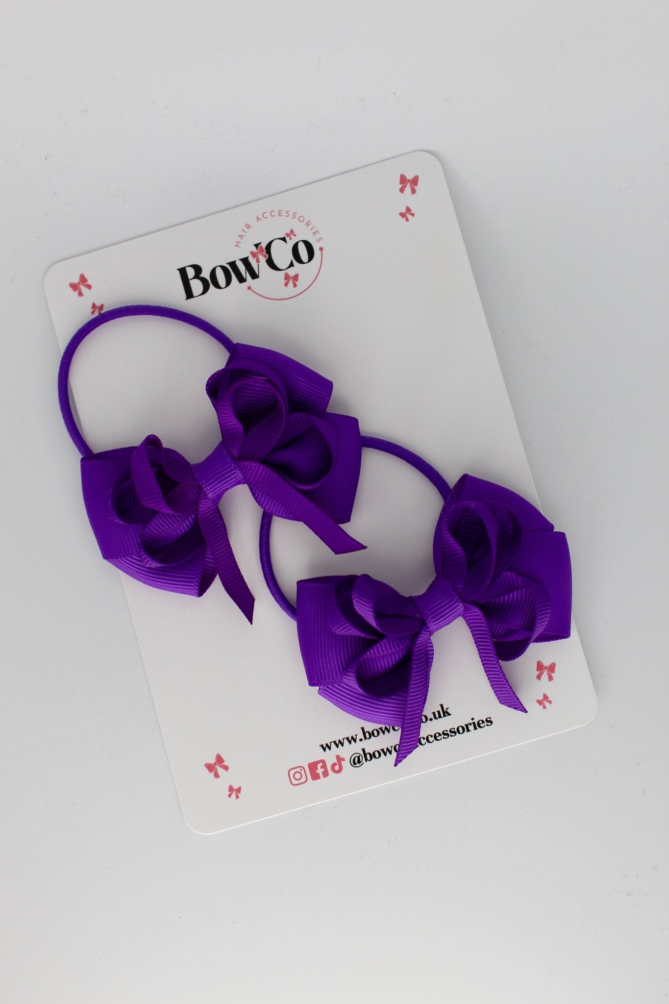 2.5 Inch Double Bow Bobble - 2 Pack - Purple