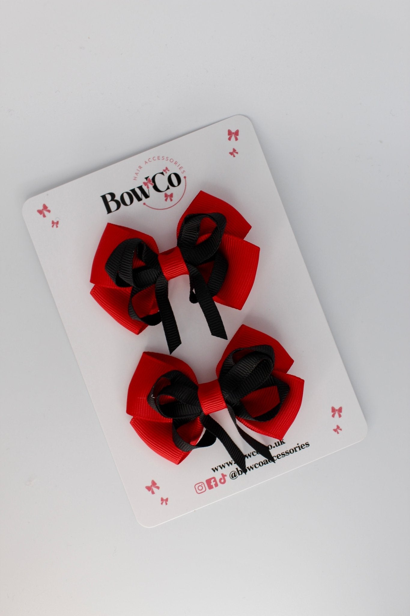 Red and Black - Double Bow Set - Clip