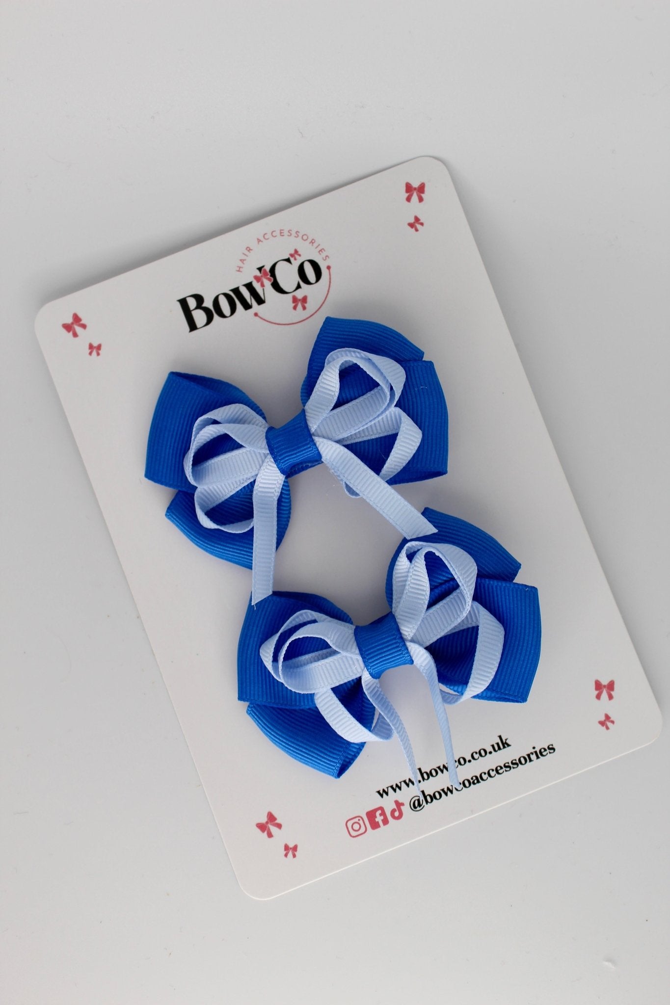 2.5 Inch Double Bow - 2 Pack - Royal Blue and Bluebell